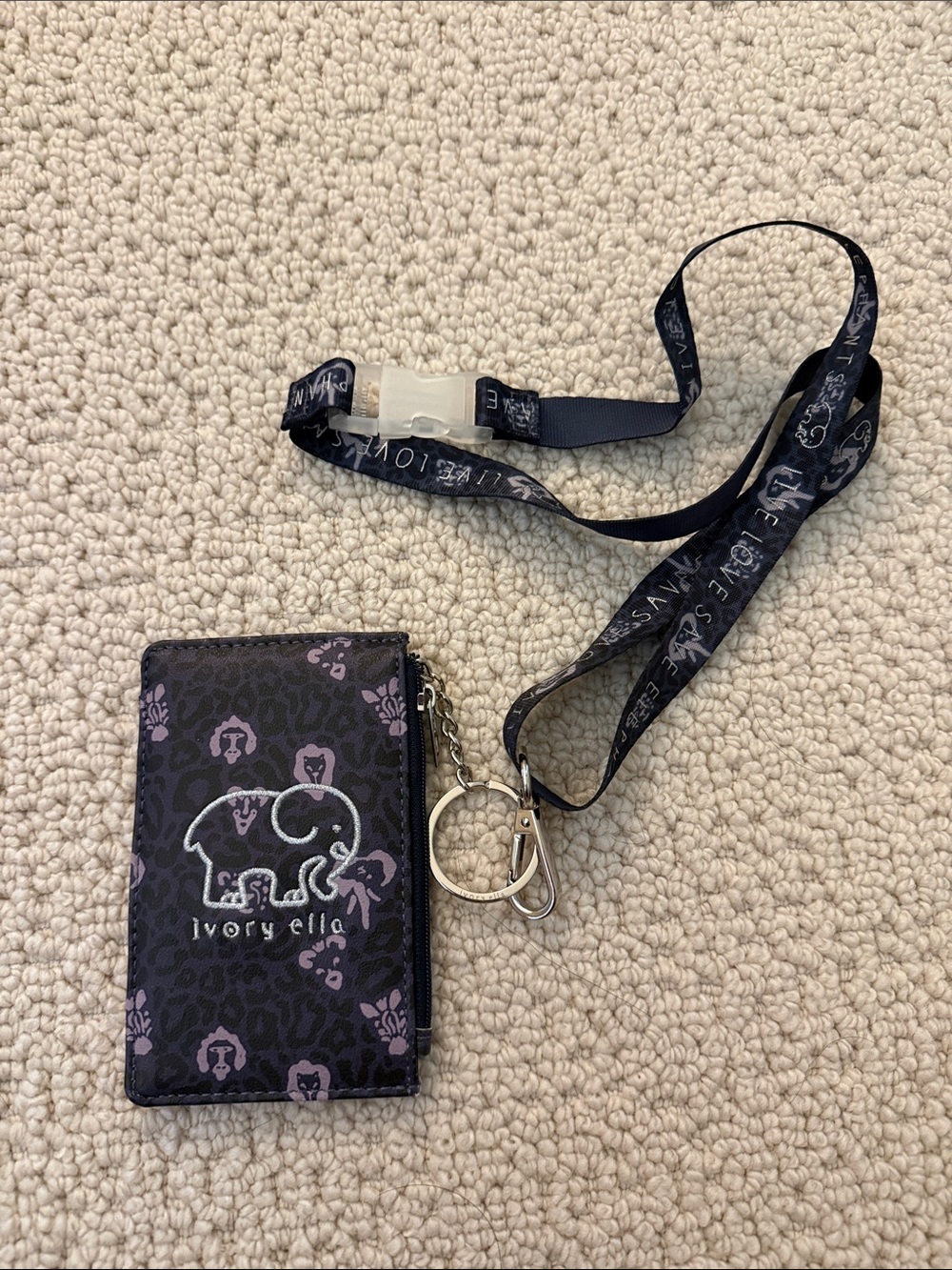 ivory ella Black and Purple Cardholder Lanyard with Key Ring